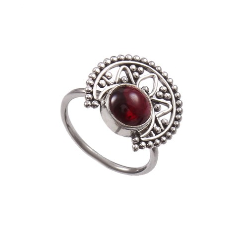 925 Sterling Silver Red Garnet Handmade Ring For Her By Jewelldiro