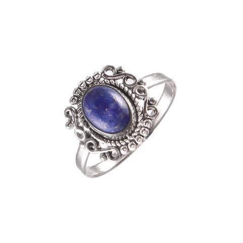 Natural Lapis Lazuli Gemstone Solid 925 Sterling Silver Ring For Women