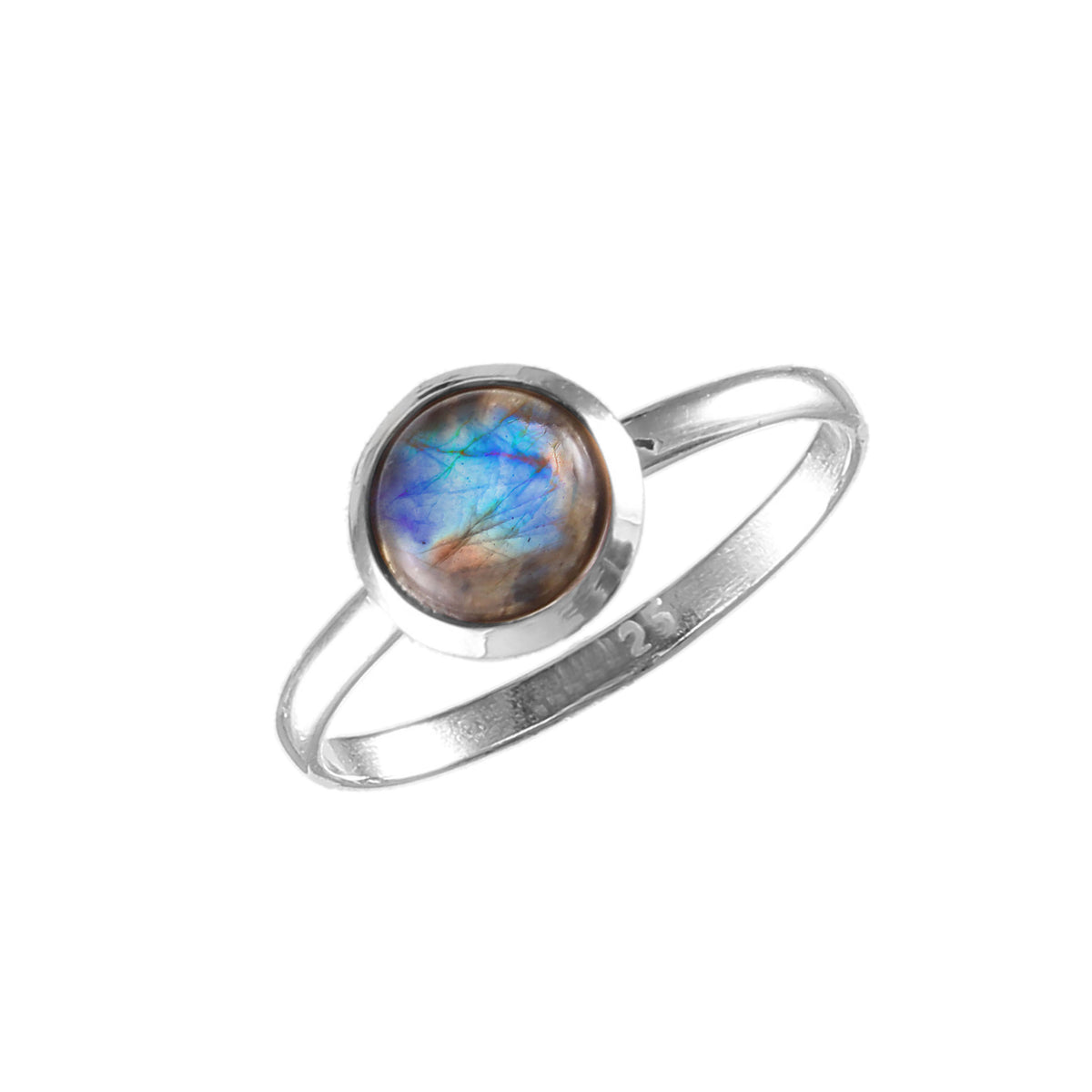 925 Sterling Silver Labradorite Round Shape Ring By Jewelldiro Jewellery