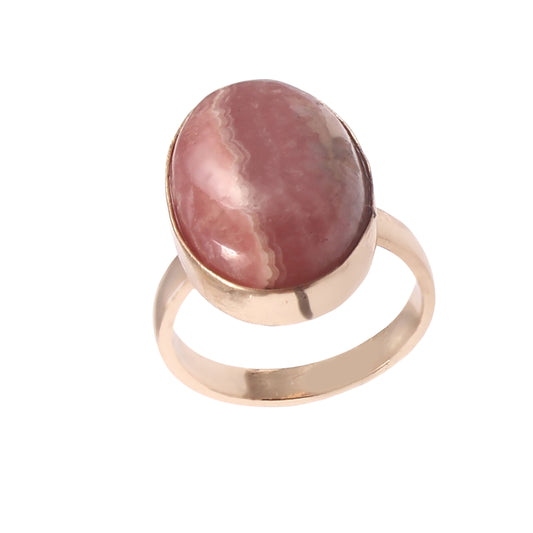 925 Sterling Silver Rose Gold Plated Rhodochrosite Ring