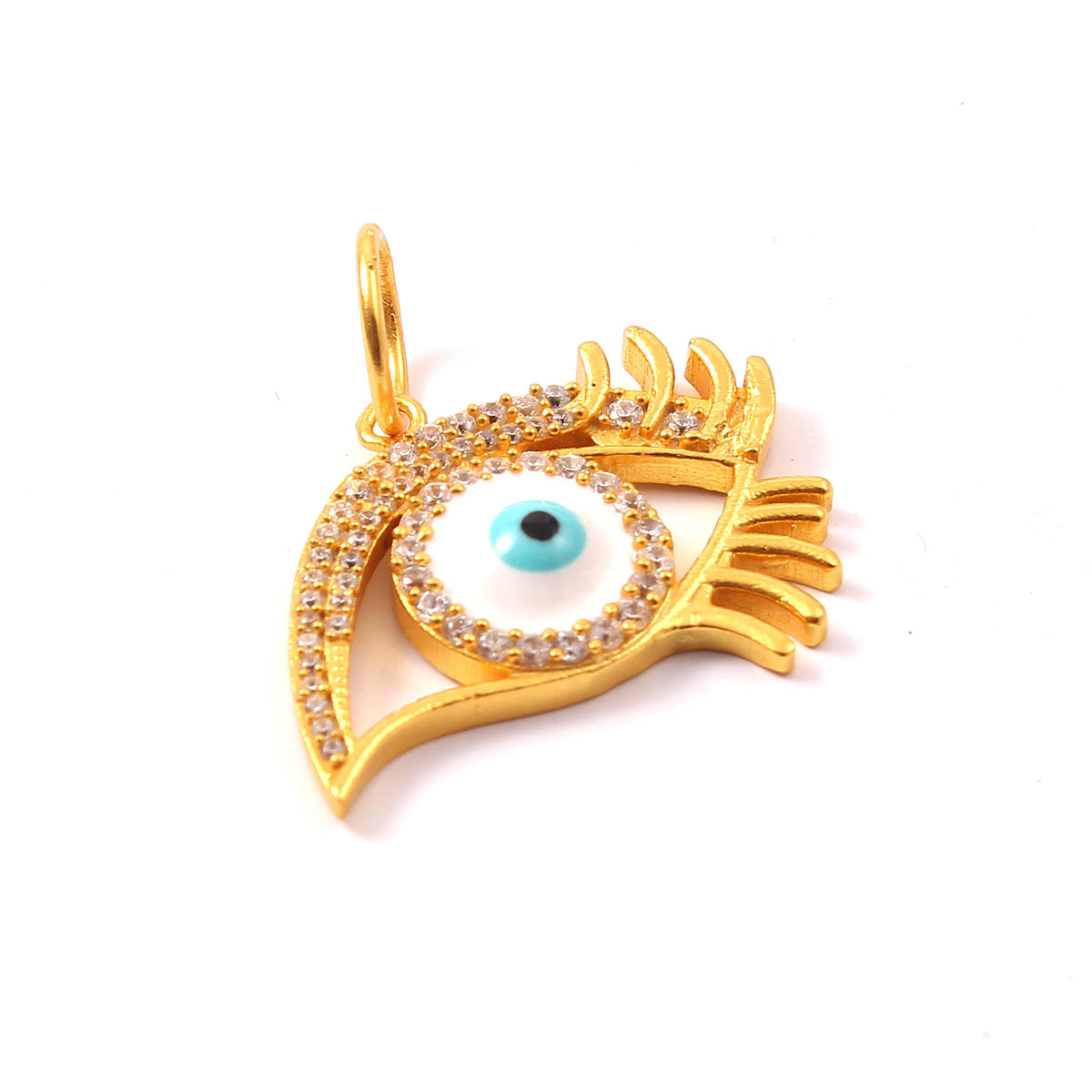 925 Sterling Silver Gold Plated Evil Eye and Zircon Pendant - A Perfect Blend of Style and Protection