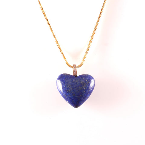 925 Sterling Silver Handmade Lapis Lazuli Heart Pendant by Jewelldiro