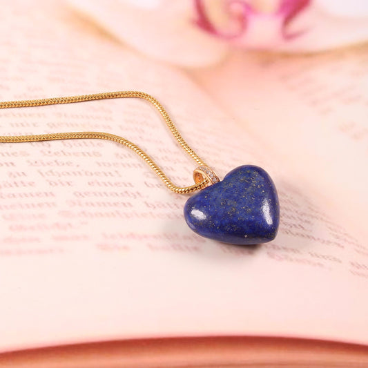 925 Sterling Silver Handmade Lapis Lazuli Heart Pendant by Jewelldiro