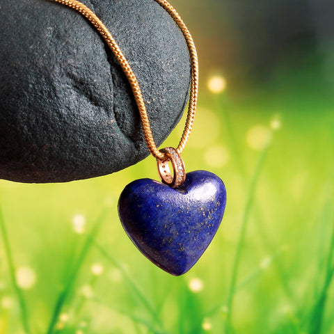 925 Sterling Silver Handmade Lapis Lazuli Heart Pendant by Jewelldiro