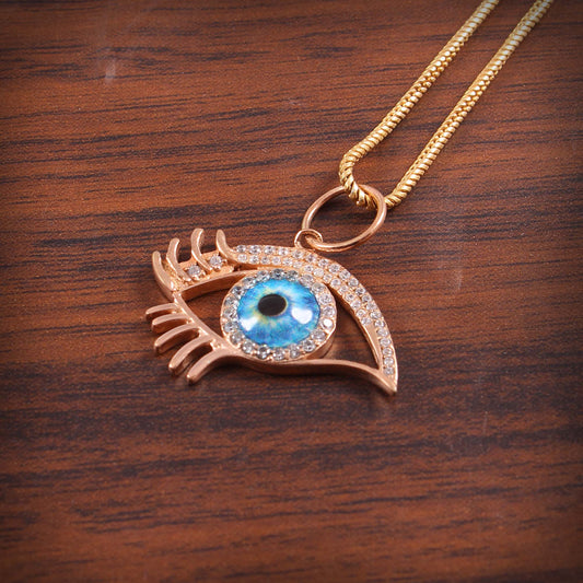 925 Sterling Silver Gold Plated Evil Eye And Zircon Pendant