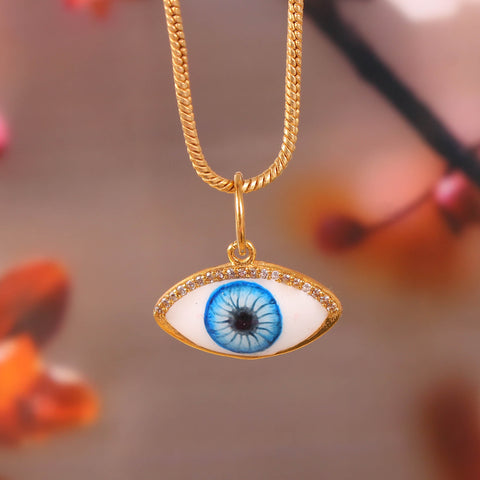 925 Sterling Silver Gold Plated Evil Eye And Zircon Pendant