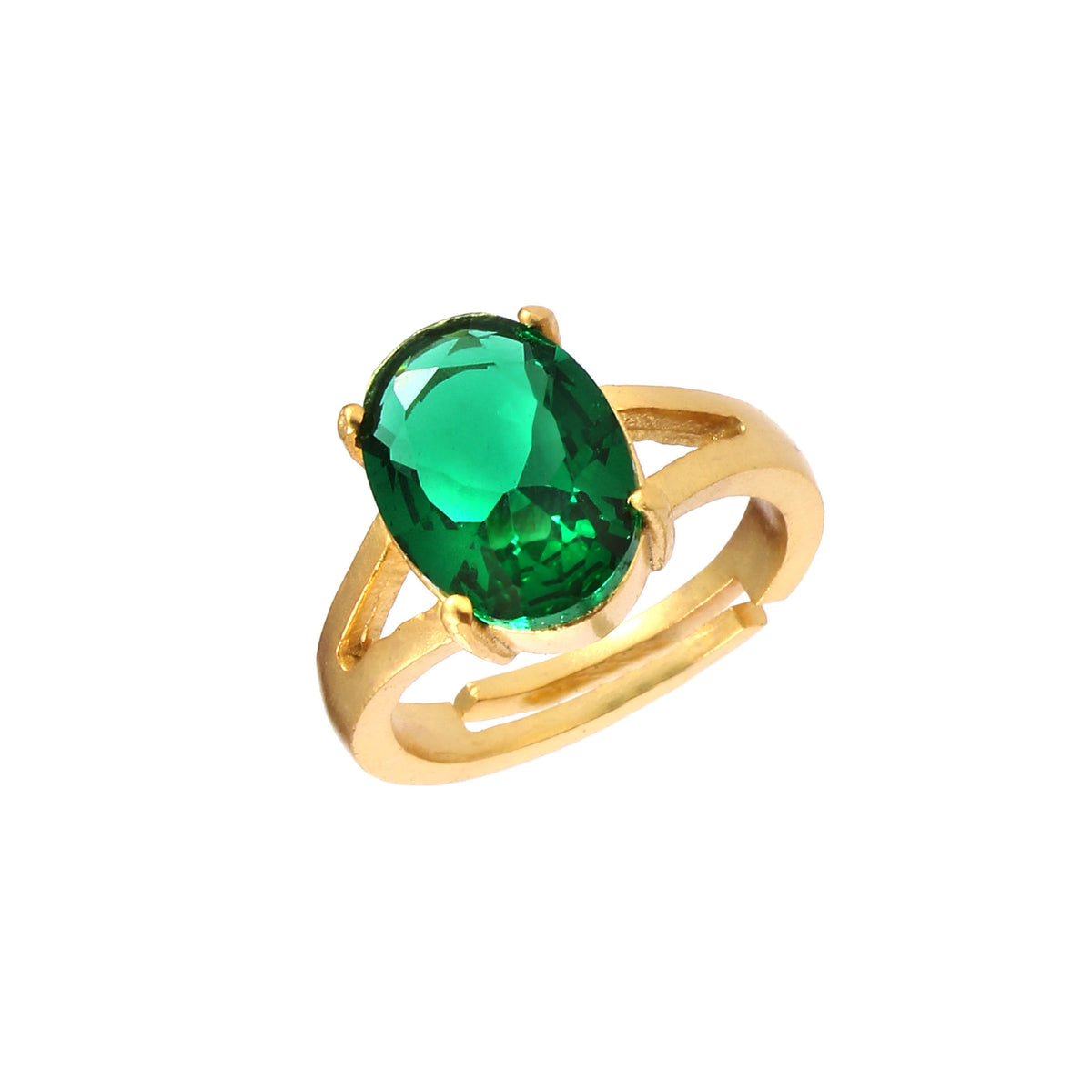 925 Sterling Silver Green Stone Adjustable Ring