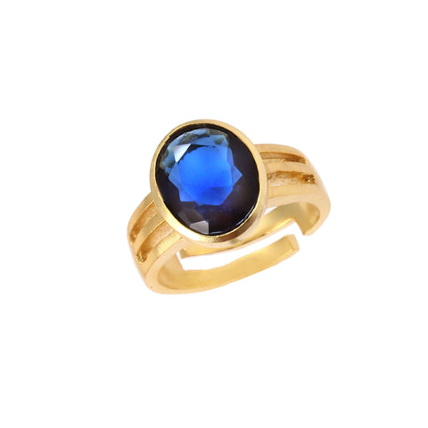 925 Sterling Silver Purple Stone Adjustable Gold Plated Ring