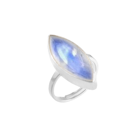 Solid 925 Sterling Silver Marquise Shape Rainbow Moonstone Handmade Ring by Jewelldiro Jewellery