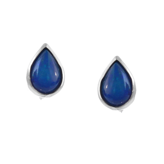 925 Sterling Silver Handmade Pear Shape Blue Opal Gemstone Stud Earring ift