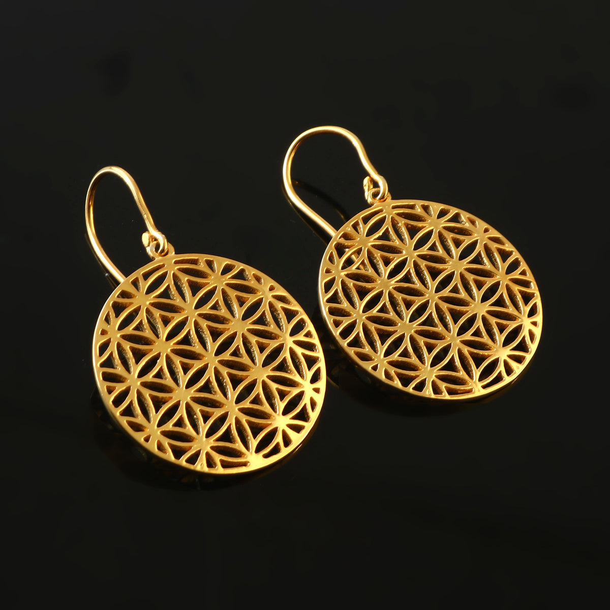 925 Silver Sterling Handmade Mandala Filigree Gold Plated Dangle & Drop Earring