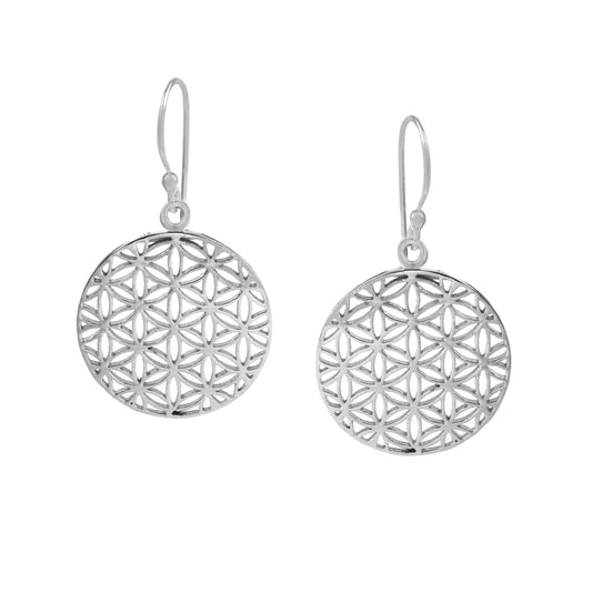 925 Sterling Silver Filigree Mandala Flower Of Life Dangle & Drop Earring