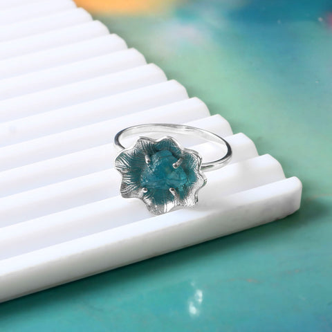 925 Sterling Silver Handmade Solar Quartz Flower Shape Ring Jewelry For Her Prong Setting Rings For Women