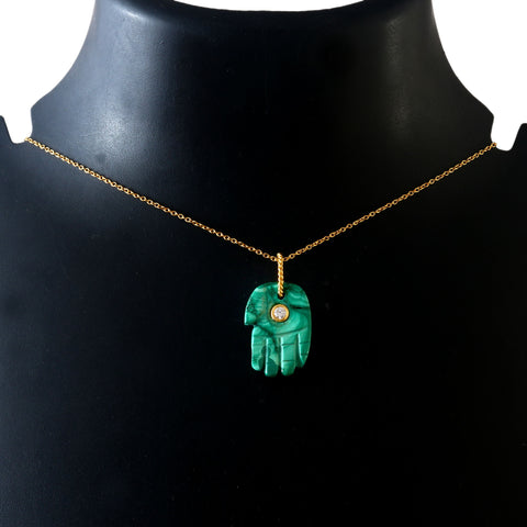 925 Sterling Silver Gold Plated Malachite And Zircon Pendant