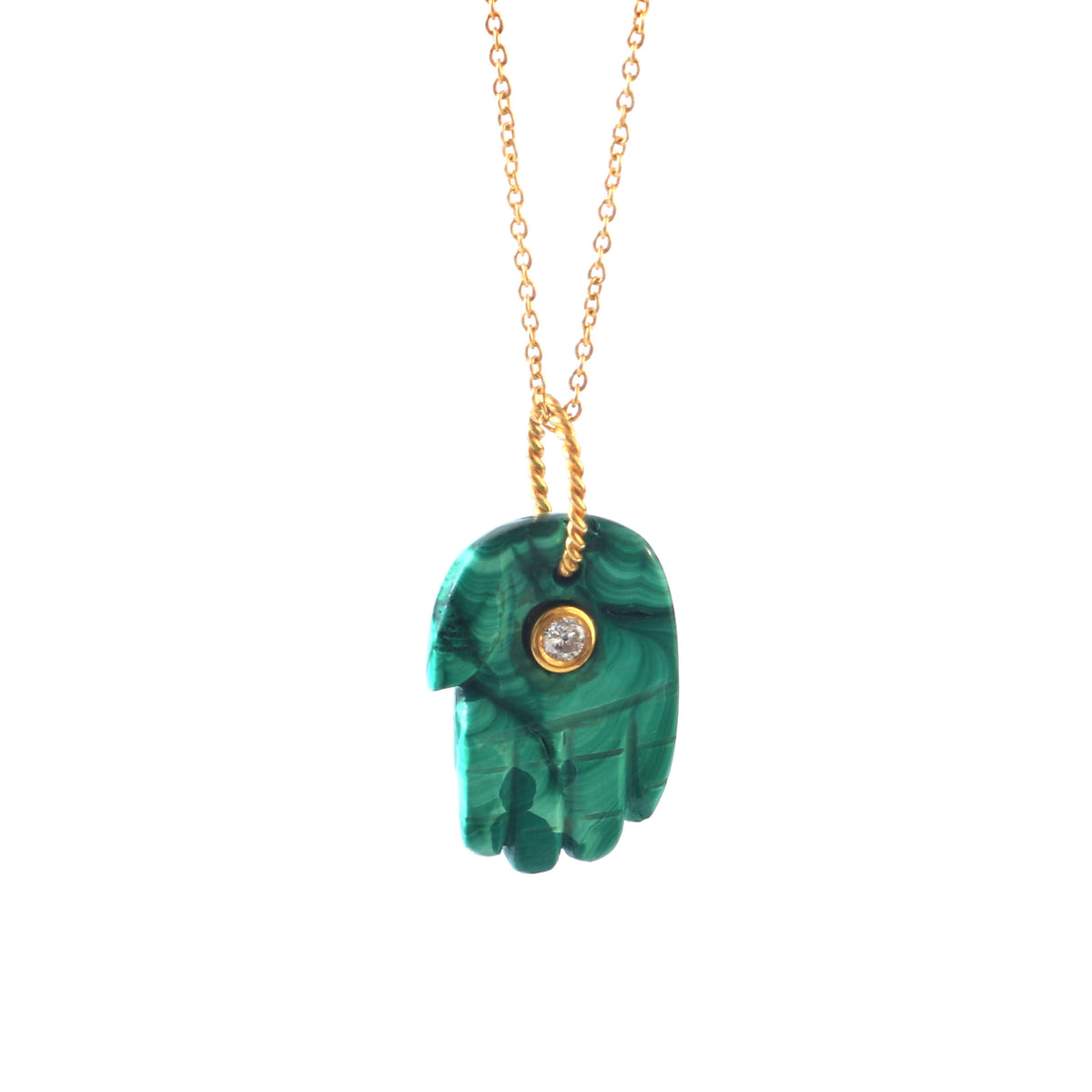 925 Sterling Silver Gold Plated Malachite And Zircon Pendant