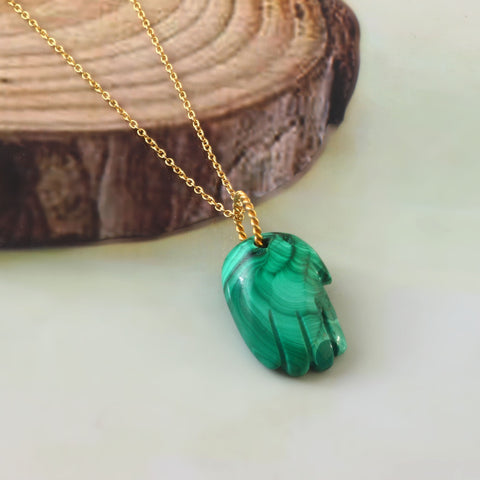 925 Sterling Silver Gold Plated Malachite And Zircon Pendant