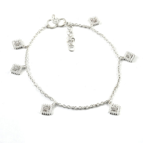 925 sterling silver and white zircon Charm Designer Anklet/Payal