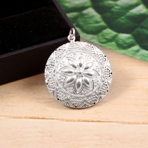 Filigree Mandala Handmade Flower 925 Sterling Silver Pendant Necklace