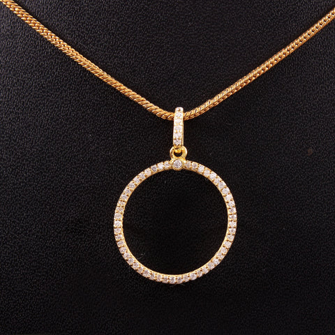 925 Sterling Silver Handmade Round Shape Cubic Zircon Gold Plated Necklace With Chain