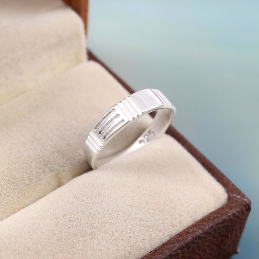 Solid 925 Sterling Silver Handmade Designer Band Ring Gift For Him