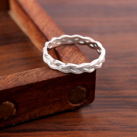 Solid 925 Sterling Silver Handmade Rope Designer Band Ring For Gift