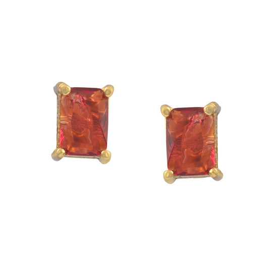 925 Sterling Silver Red Color CZ Gold Plated Earrings Studs