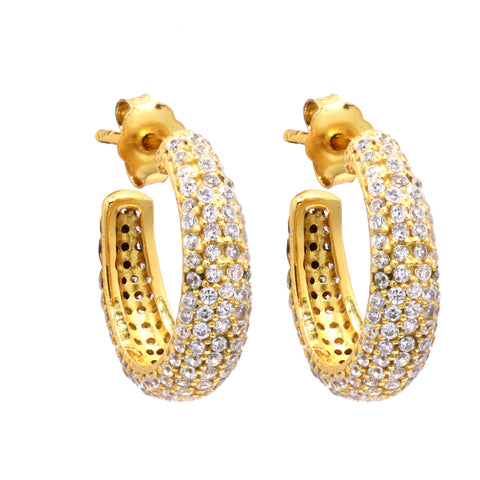 Sterling Silver Indian Design Gold Plated Cubic Zircon Studs For Women