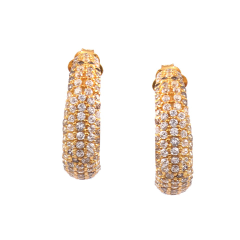 Sterling Silver Indian Design Gold Plated Cubic Zircon Studs For Women