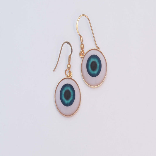 925 Sterling Silver Blue Evil Eye Gold Plated Dangle & Drop Earring