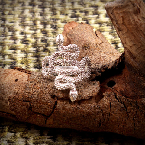 925 Sterling Silver Handmade Middle Finger Anaconda Snake Ring