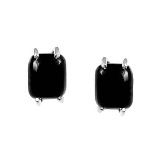 925 Sterling Silver Handmade Natural Black Onyx Stud Earrings For Women