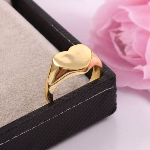 925 Sterling Silver Adjustable Gold Plated Heart Ring For Women & Men