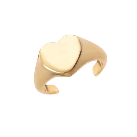 925 Sterling Silver Adjustable Gold Plated Heart Ring For Women & Men