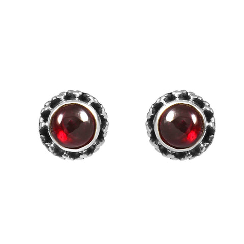 Solid 925 Sterling Silver Red Garnet Post Stud Earrings For Girls