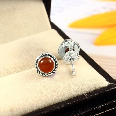 925 Sterling Silver Red Onyx Post Stud Earrings For Women By Jewelldiro