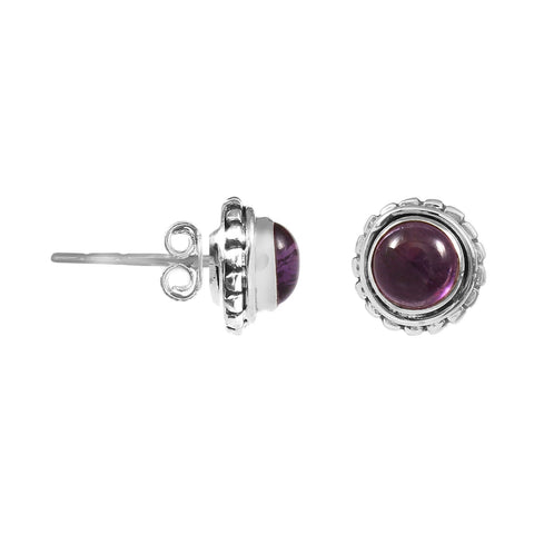 Solid 925 Sterling Silver Amethyst Post Stud Earrings For Girls