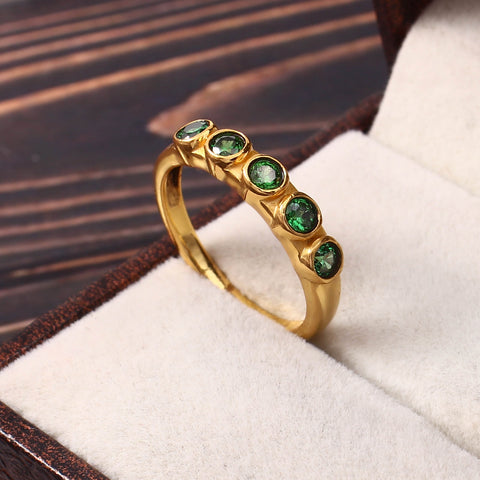 14K Gold Plated Emerald Ring 925 Sterling Silver Emerald Ring For Women Handmade Gemstone Silver Emerald Ring For Anniversary Gift