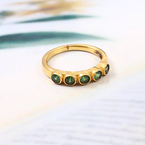 14K Gold Plated Emerald Ring 925 Sterling Silver Emerald Ring For Women Handmade Gemstone Silver Emerald Ring For Anniversary Gift