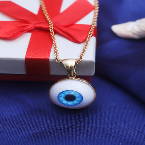 925 Sterling Silver Handmade Blue Evil Eye Gold Plated Necklace