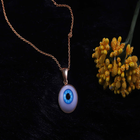 925 Sterling Silver Handmade Blue Evil Eye Gold Plated Necklace