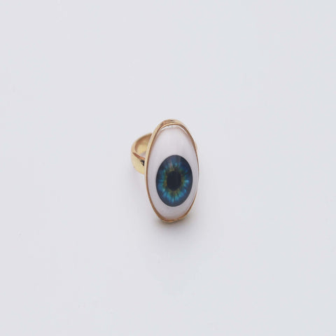 Evil Eye Silver Adjustable Ring, 925 Sterling Silver Eye Rings For Men & Women Handmade Jewelry For Her Evil Eye Gold Plated Ring