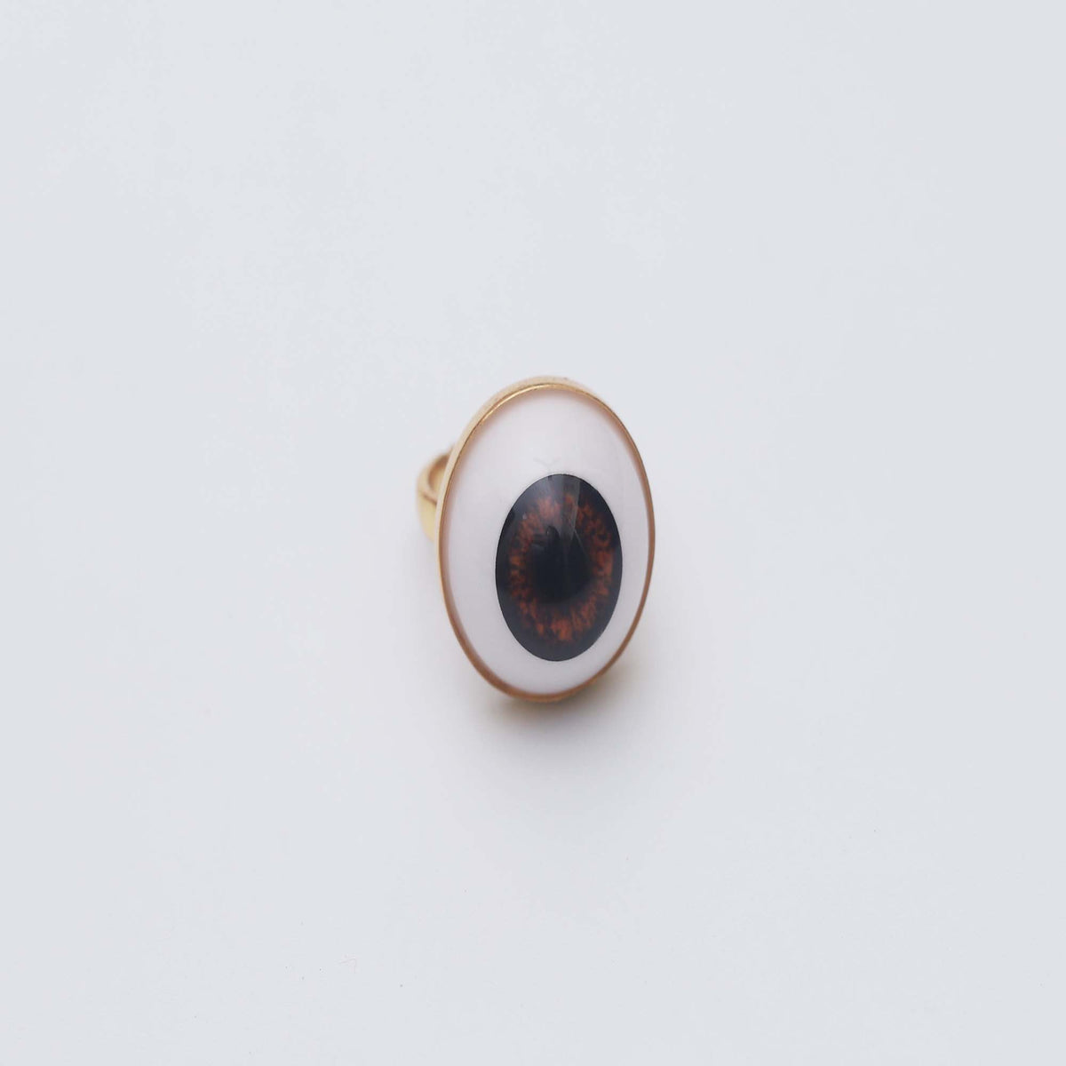 925 Sterling Silver Handmade Brown Eye Round Shape Gold Plated Ring