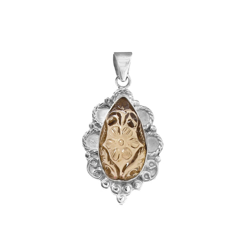 925 Sterling Silver Handmade Pear Shape Green Amethyst Gemstone Pendant: A Perfect Blend of Style and Sophistication