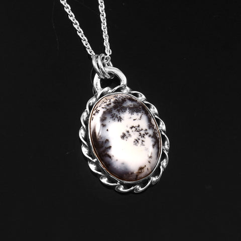 Shop Dendrite Opal Gemstone Handmade 925 Sterling Silver Oval Shape Pendant