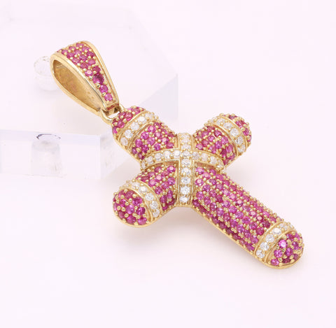 925 Sterling Silver Handmade Christian Cross CZ Stone Gold Plated Pendant For Gifts Her Necklace