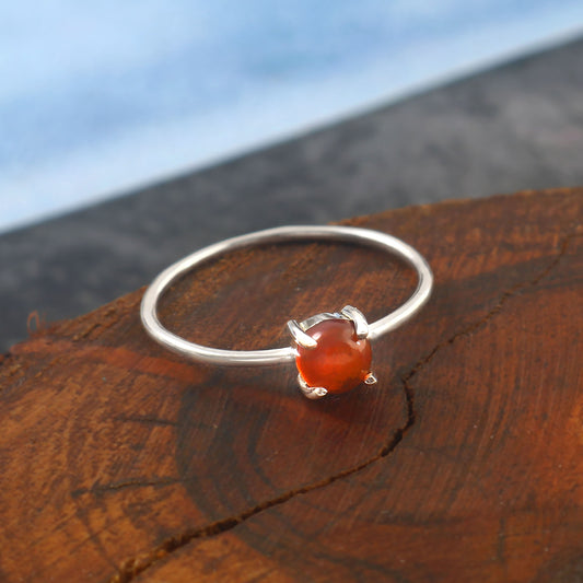 925 Sterling Silver Round Bezel Set Red Opal Dyed Ring by Jewelldiro