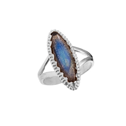 Solid 925 Sterling Silver Handmade Marquise Blue Fire Labradorite Gemstone Ring