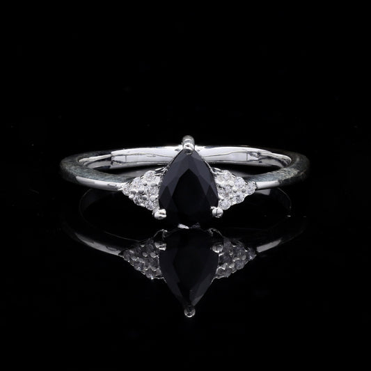 925 Sterling Silver Black Onyx & Zircon Ring jewelldiro