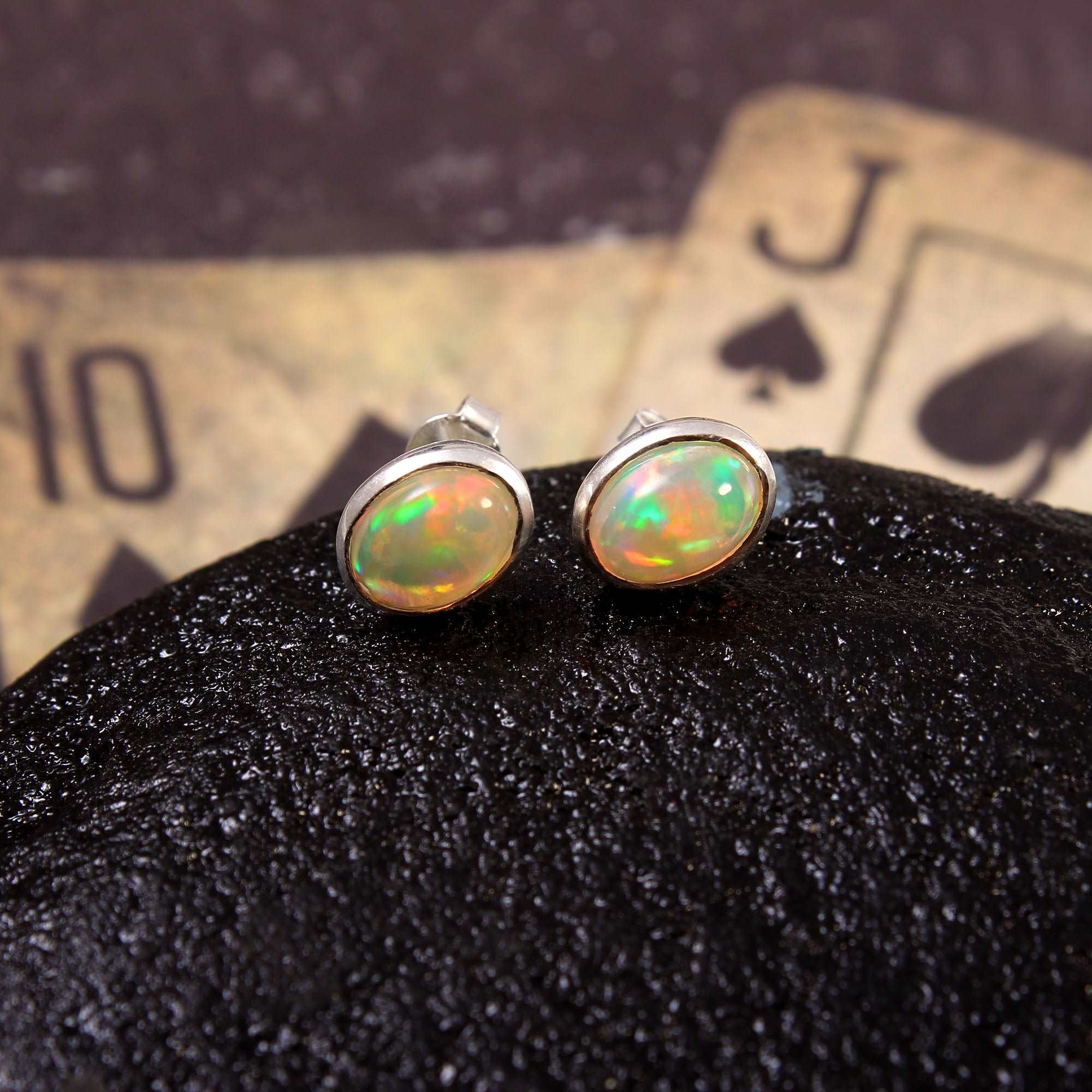 925 Sterling Silver Designer Natural Ethopian Opal Stud Earrings jewelldiro