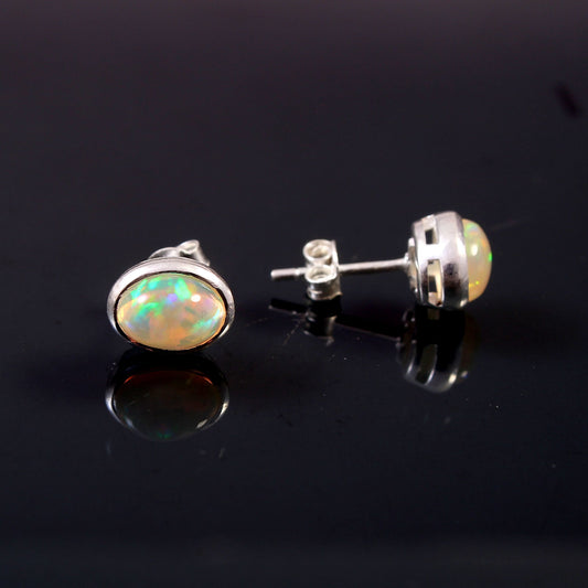 925 Sterling Silver Designer Natural Ethopian Opal Stud Earrings jewelldiro